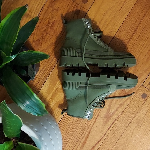 Gianni Bini Canvas/Suede Combat Boots - Picture 4 of 8